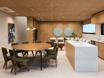 Perspectiva 3D do Espa�o Gourmet e Living TV