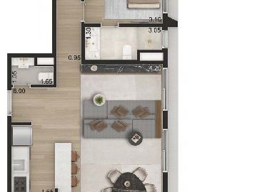 Planta Padr�o 104m� com 2 su�tes - Final 2 e 5 - Torre 1