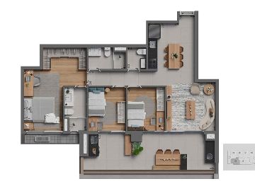 Apto 98m� com 3 dorms com 1 su�te