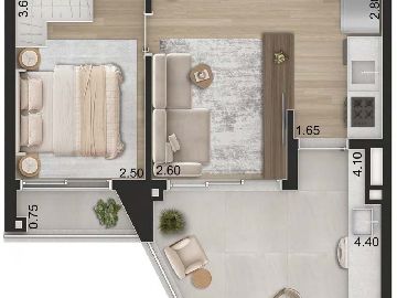 Planta Padr�o 57m� com 1 su�te - Final 3 e 6 - Torre 1