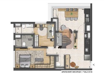 Planta Humanizada Perspectiva Ilustrada 