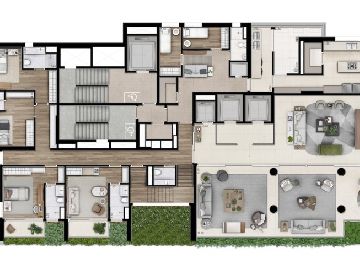 Planta cobertura 923m� - 5 su�tes (pavimento inferior)