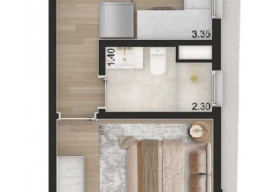 Planta Padr�o 45m� com 1 dorm. - Final 6 - Torre 2