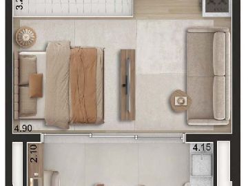 Planta Studio 44m� - Final 7 - Torre 2