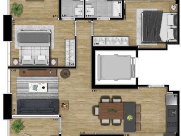 Planta Jun��o 91m� com 2 vagas