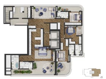 Planta padr�o- Final 02- Duplex inferior- 591.50m�