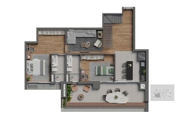 Apto 198m� com 3 dorms com 1 su�te