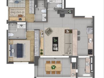 Planta Humanizada meramente Ilustrativa da unidade com 2 su�tes com op��o de decora��o