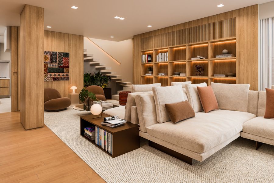 Perspectiva 3D do Living