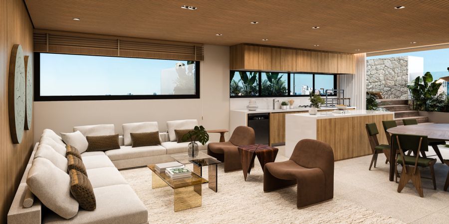 Perspectiva 3D do Espa�o Gourmet e Living TV
