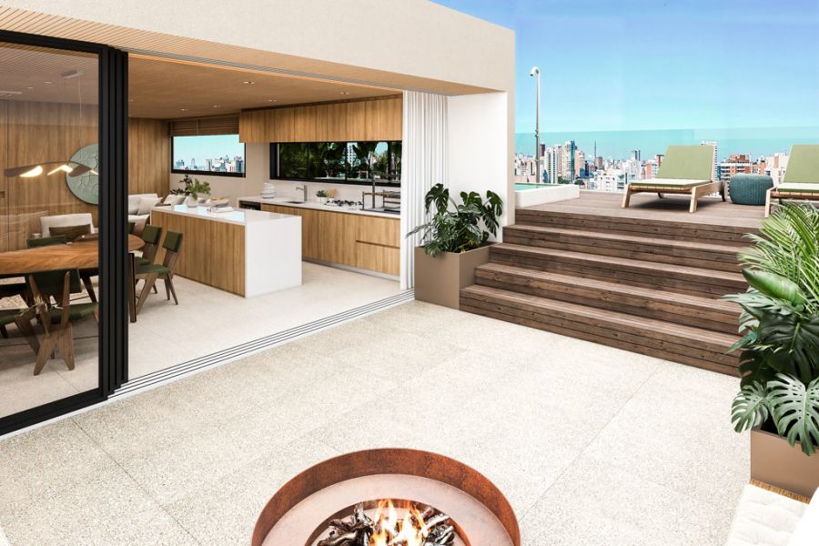 Perspectiva 3D da �rea externa e gourmet