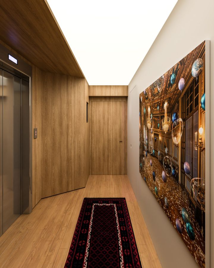 Perspectiva 3D do Hall de Entrada