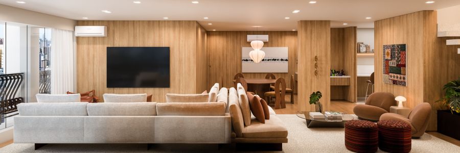 Perspectiva 3D do Living