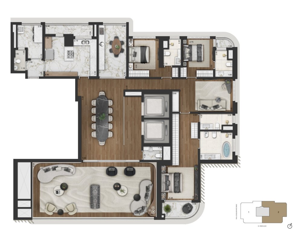 Planta Op��o 2- decorado- Final 02- 279.3m�