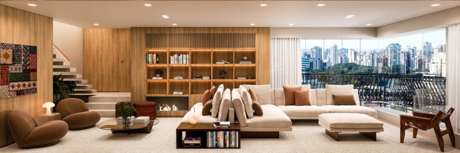 Perspectiva 3D do Living