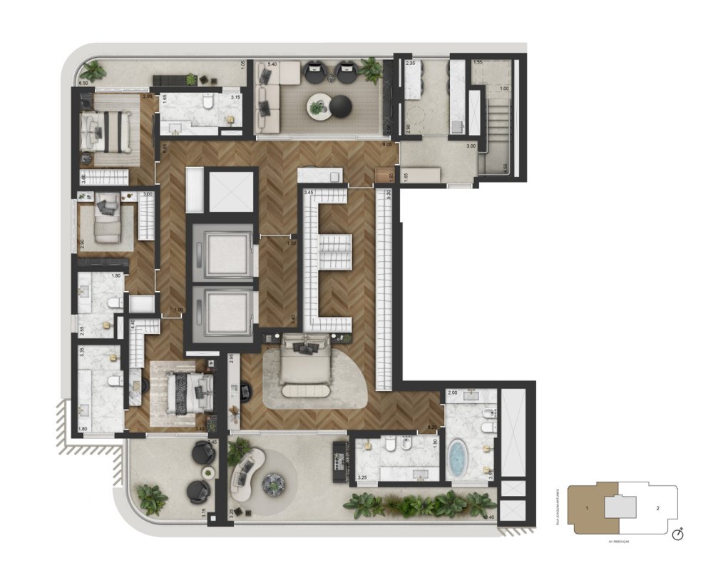 Planta padr�o- Final 01- Duplex inferior- 516.4m�