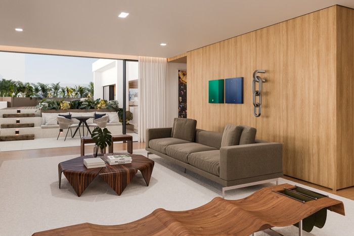 Perspectiva 3D Living, Piscina e Gourmet