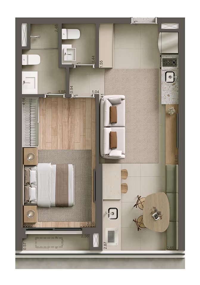 Apto 47m� - Integrada