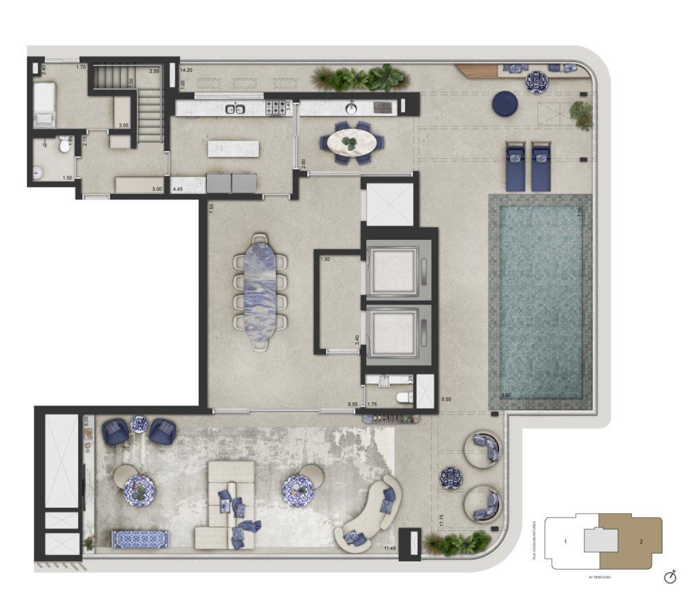 Planta padr�o- Final 02- Duplex superior- 591.5m�
