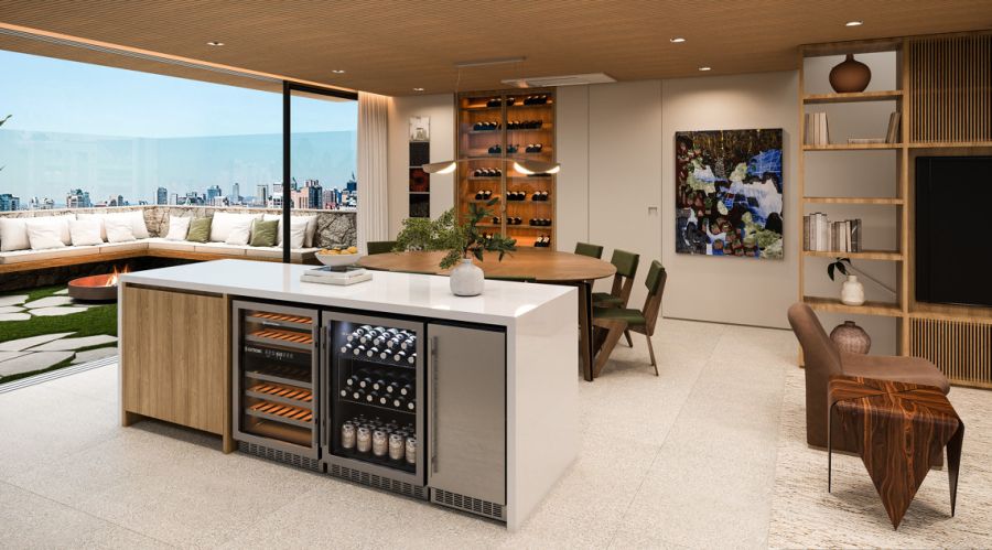 Perspectiva 3D do Espa�o Gourmet 