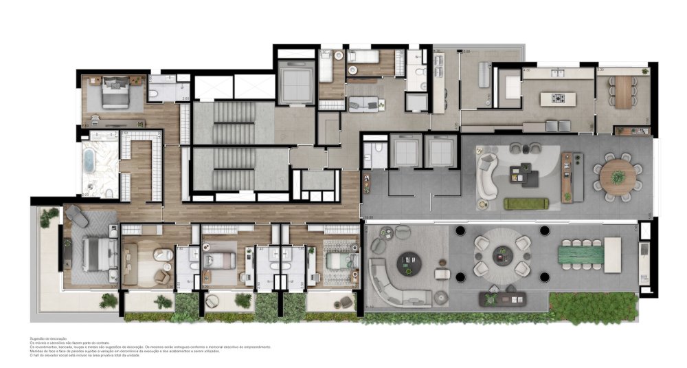 Planta tipo 500m� - 5 su�tes