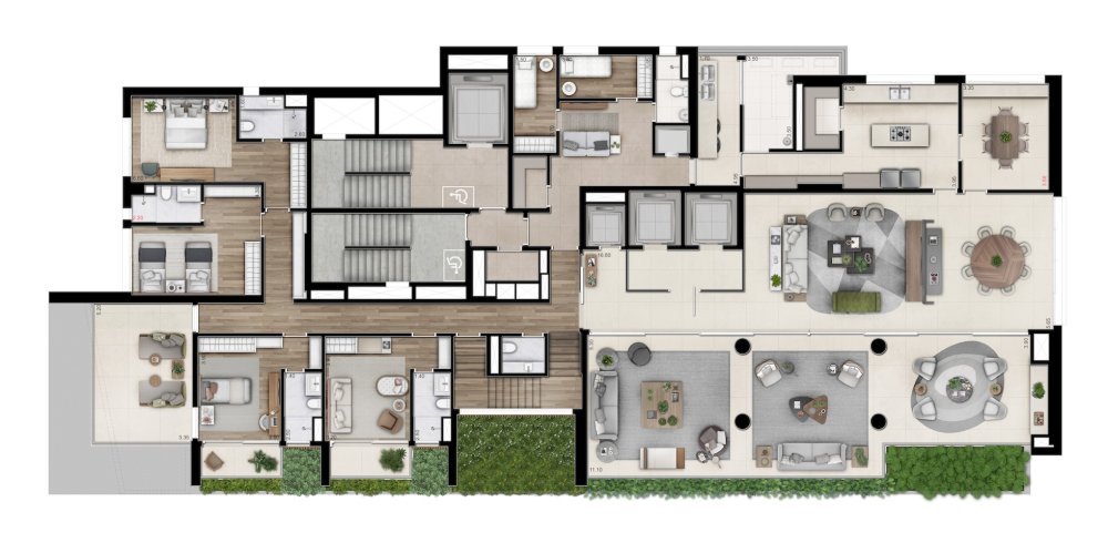 Planta cobertura 923m� - 5 su�tes (pavimento inferior)