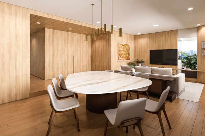 Perspectiva 3D Living, Estar e Jantar