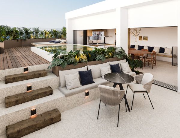 Perspectiva 3D Deck, Piscina e Gourmet