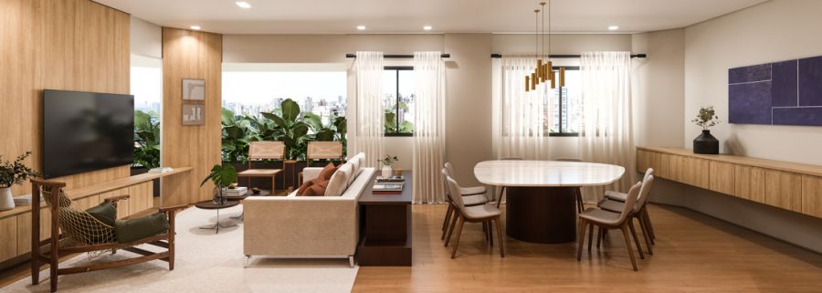 Perspectiva 3D Living, estars e Jantar