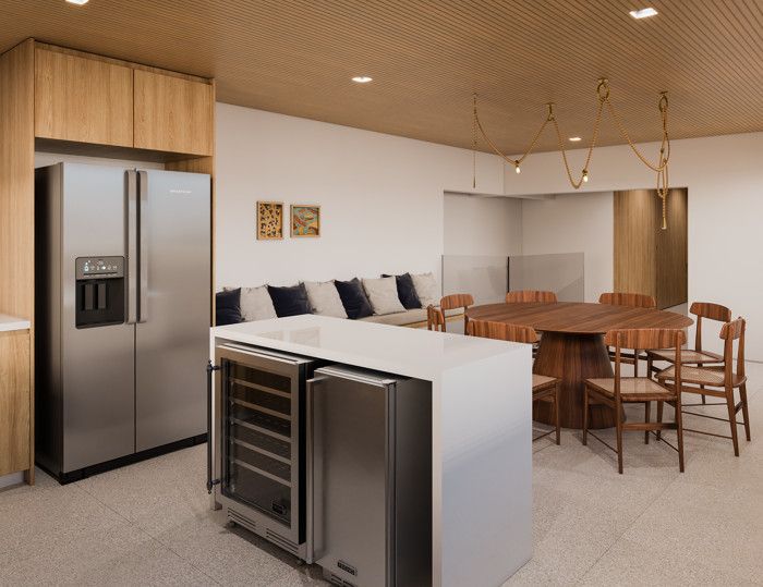 Perspectiva 3D Living, Piscina e Gourmet