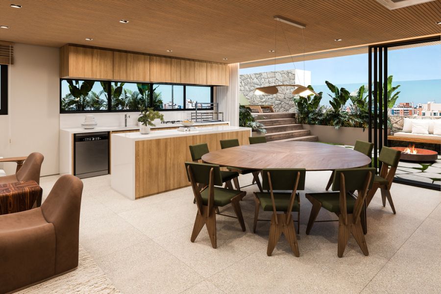 Perspectiva 3D do Espa�o Gourmet