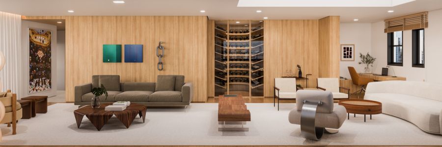 Perspectiva 3D Living, Piscina e Gourmet