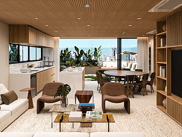 Perspectiva 3D do Espao Gourmet e Living TV