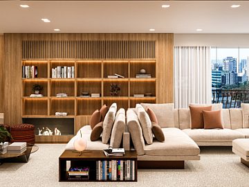 Perspectiva 3D do Living