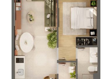 Planta Apartamento de 39m - HMP - 1 sute + Lavabo