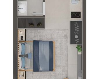 Planta Studio de 26m - HIS e HMP