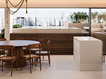 Perspectiva 3D Deck, Piscina e Gourmet