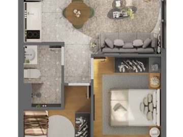 Planta Apartamento de 39m - HMP - 2 dorms