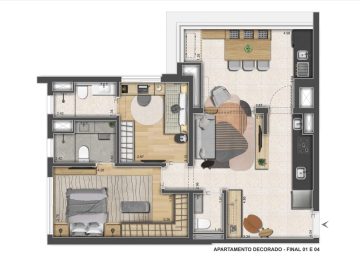 Planta Humanizada Perspectiva Ilustrada
