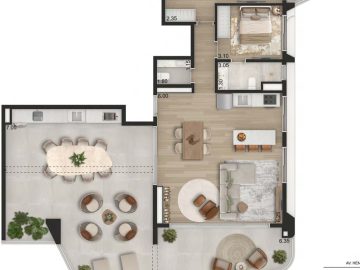Planta Padro 166m com 2 sutes - Final 2 e 4 - Torre 1 - 14 Pavimento
