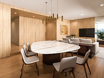 Perspectiva 3D Living, Estar e Jantar