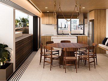 Perspectiva 3D Living, Piscina e Gourmet