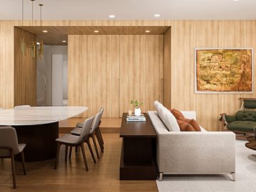 Perspectiva 3D Living, Estar e Jantar