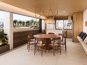 Perspectiva 3D Living, Piscina e Gourmet