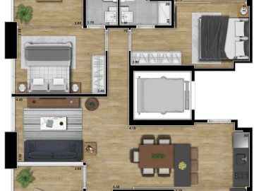 Planta Jun��o 91m� com 2 vagas