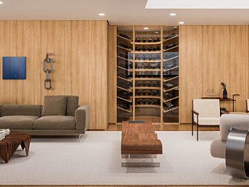 Perspectiva 3D Living, Piscina e Gourmet