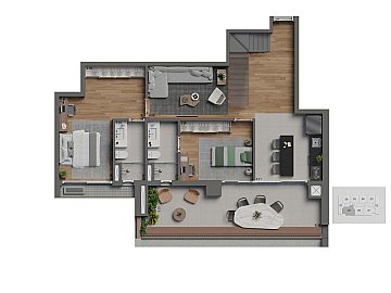 Apto 198m� com 3 dorms com 1 su�te